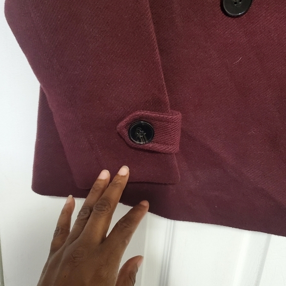 Liverpool Jean Company Women's Burgundy Double-Breasted Jacket Hood Size Small - Picture 6 of 9